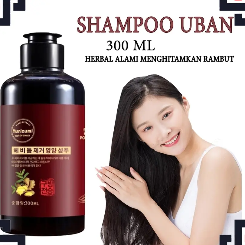 YURIZUMI Shampoo Uban Black Herbal Natural Penghitam Rambut Shampoo Penghitam Rambut