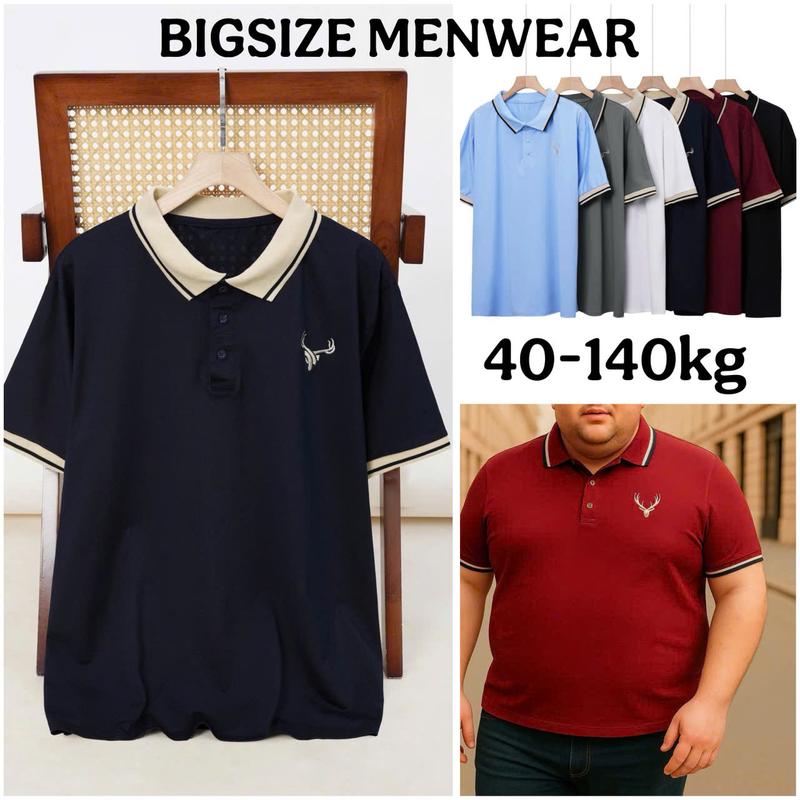   BIGSIZE 40-140kg  Mã M73 Áo Thun Polo Nam Cổ Bẻ Phối Cổ Và Tay Áo Chất Liệu Cotton Dày Dặn Thấm Hút Mồ Hôi Tốt 7 Màu Size M Đến 8XL Phù Hợp Mọi Độ Tuổi 