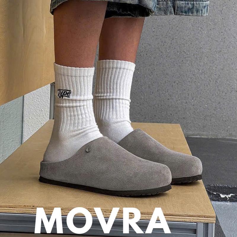 Dép Sục Nam Da Lộn Unisex Hàn Quốc Minimal Streetwear Đen Xám Đế Êm Chống Trơn Phong Cách Casual Dễ Phối Đồ Cho Nam Nữ Movra