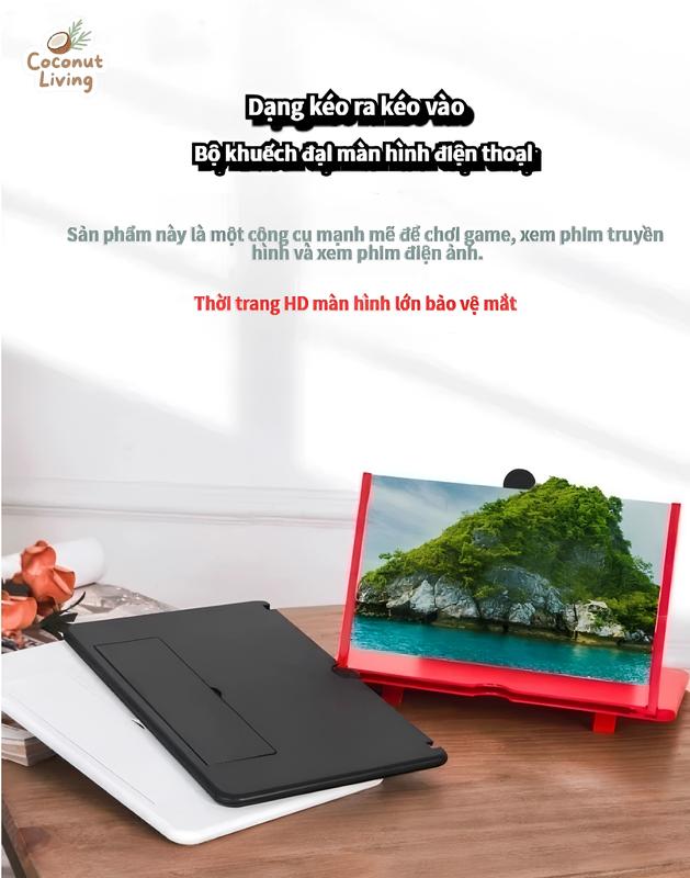 Màn hình phóng đại điện thoại 10 inch – Công nghệ HD – Kính lúp dạng kéo – Phóng to video, chữ viết, bản đồ – Dùng xem phim, đọc sách, lướt web
