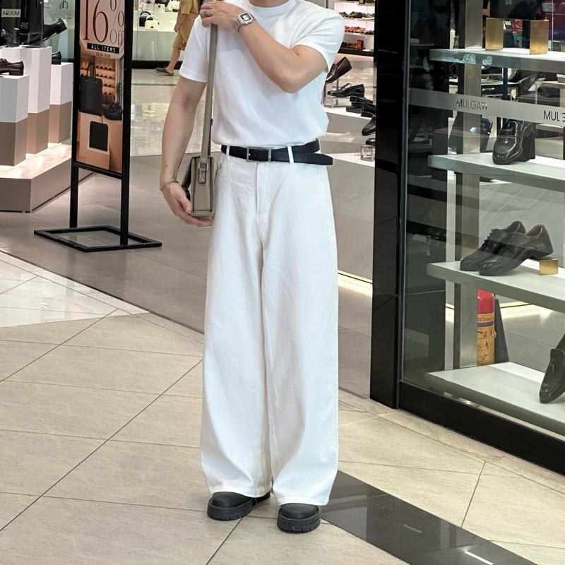 Quần trắng ống suông rộng, chất liệu kaki thớ to dày dặn Basstu bs07 Nam Nữ Menswear