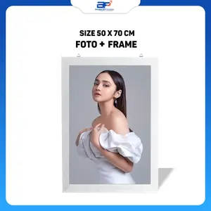 (COD) CETAK FOTO 20R + BINGKAI JUMBO 50x70 CM FRAME EXCLUSIVE TANPA KACA DEKORASI WEDDING SIGN dekorasi bukan musiman prakarya bingkai foto