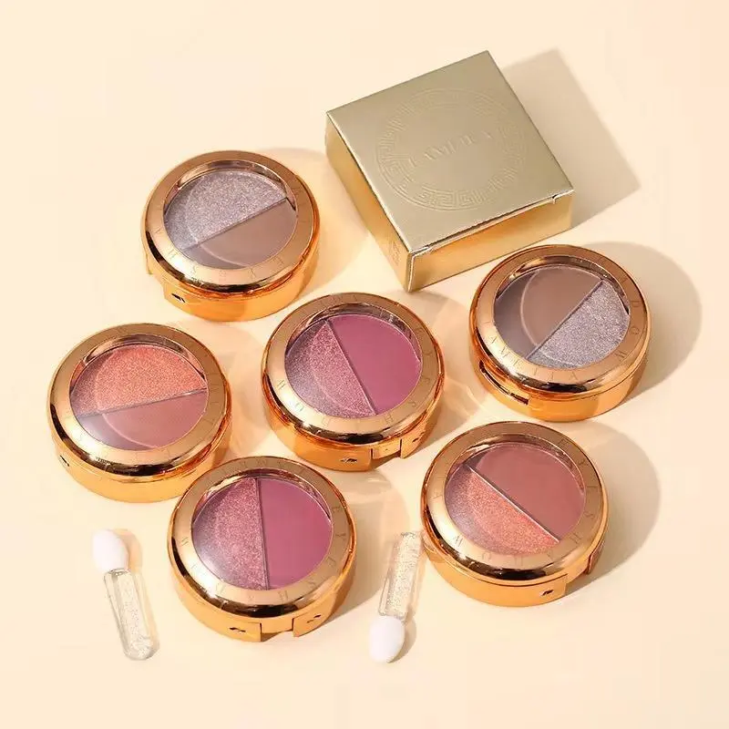 cod&ready Eyeshadow Palette 2 Warna Dengan Glitter Tahan Air dan Tahan Lama eyeshadow gliter Blemish Kosmetik skinfoodid 2