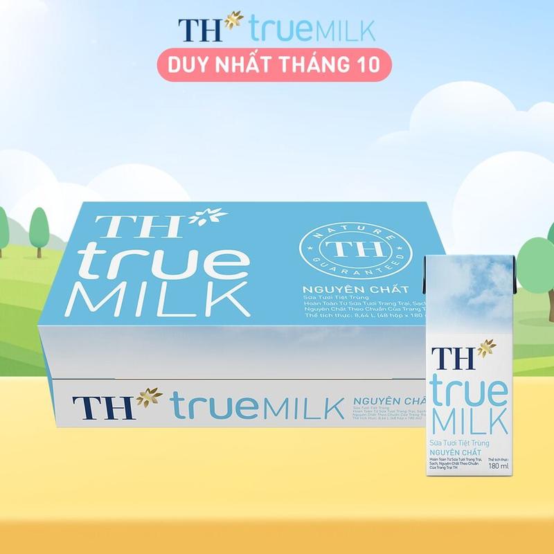 Thùng 48 hộp sữa tươi tiệt trùng nguyên chất TH True Milk 180ml (180ml x 48)