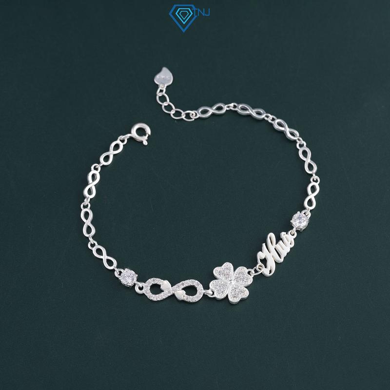  Lắc tay bạc nữ cỏ 4 lá hình vô cực đính đá cao cấp trang sức bạc 925 khắc tên theo yêu cầu LTN0330 