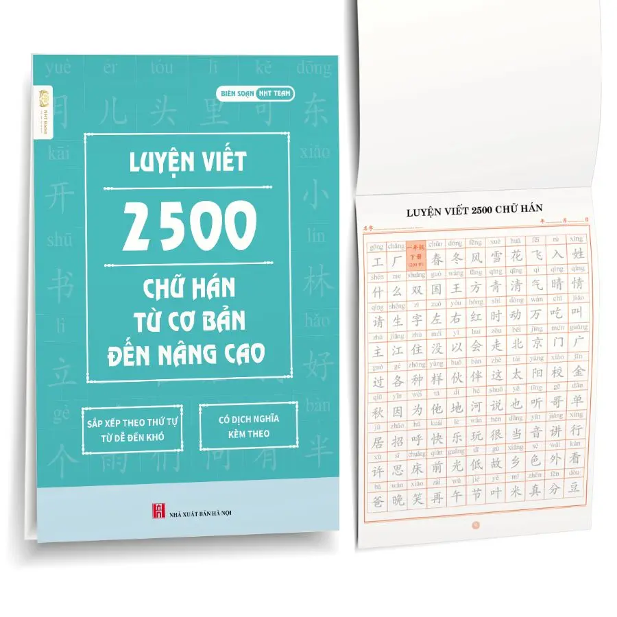 Sách Luyện Viết 2500 Chữ Hán Từ Cơ Bản Đến Nâng Cao NHT Books