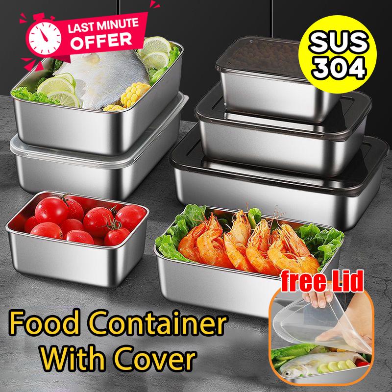 5pcs 304 Stainless steel Fresh Keeping box with sealed lid Japanese ...