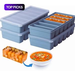 シリコン製アイストレー（蓋付き）、完璧なカップが6個できます、オーブン・食洗機対応、スープやミールプレップに最適 #トップピック