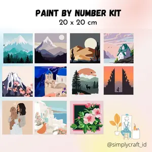 Simply Craft ID - Paint By Number 20x20cm DIY Painting Kit Mewarnai Lukisan with Wooden Frame