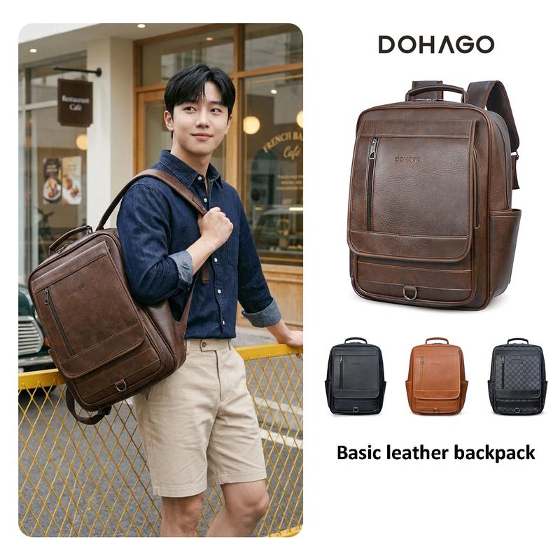 Balo Da DOHAGO Đa Năng Đựng Laptop 15.6 Inch Phối Nắp Gập Cá Tính - BLD09