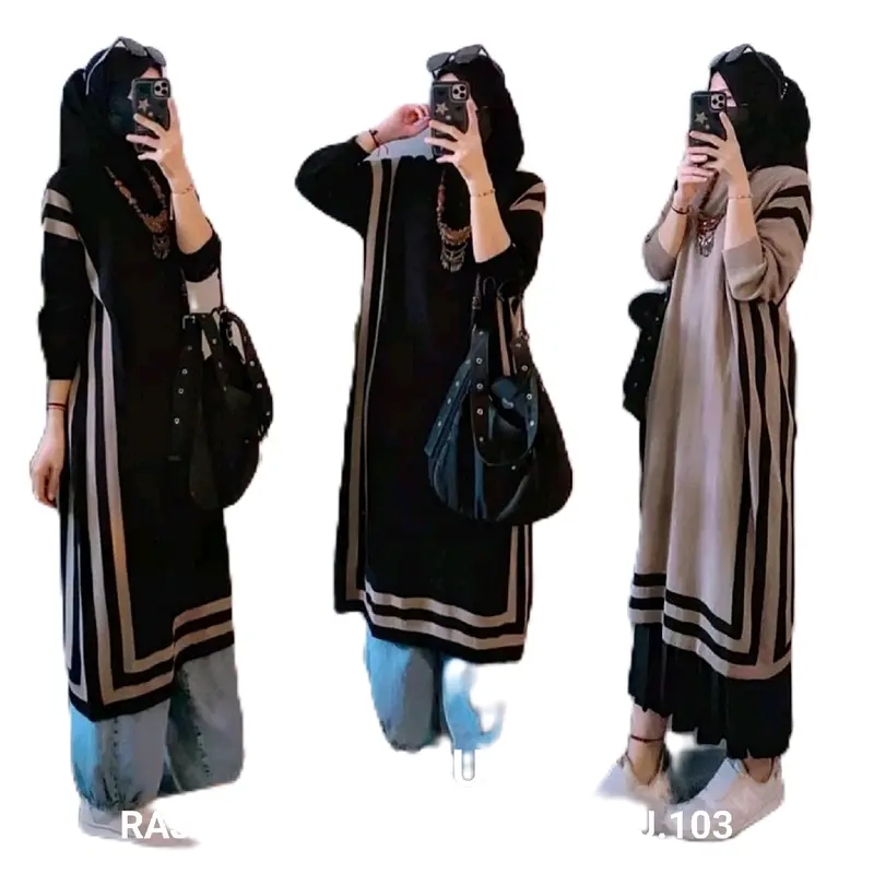 tunik rajut import oversize motif polos terbaru Muslim Panjang Nyaman 1