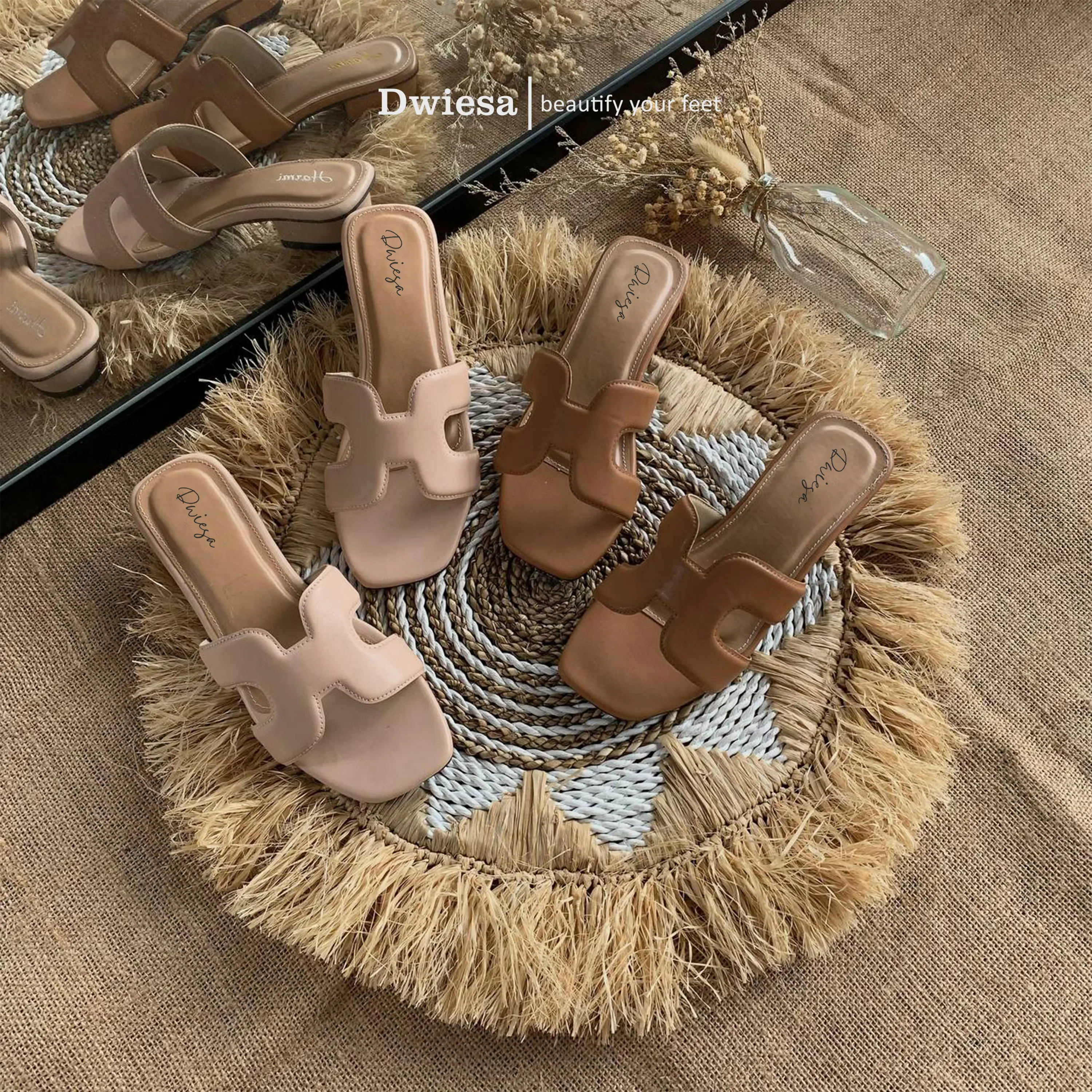 Sandal Heels Wanita Kasual Hak 3cm Type H Premium Terbaru Sendal Dwiesa Collection DWHLS04