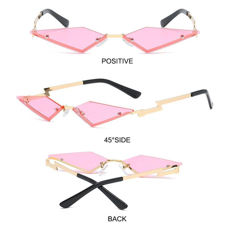 Rimless Lozenge Sunglasses Fashion Colorful UV400 Polygon Sun Glasses Metal Frame Halloween Eyeglasses for for Women & Men 7