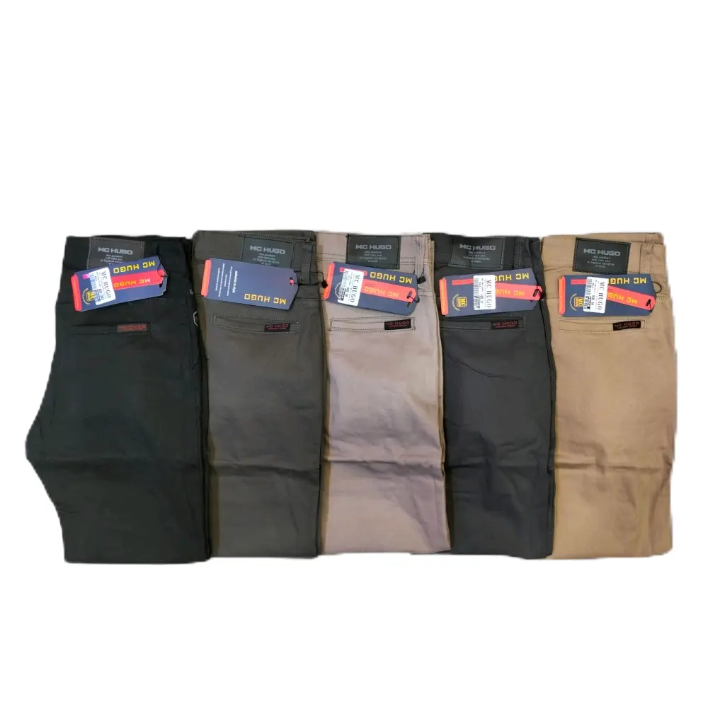 Celana Katun Chinos Street Panjang Pria MC Hugo Slim Fit Melar Nyaman Harian Kerja Stretch, Lembut, Formal, Karet, Casual, Santai, Kantor