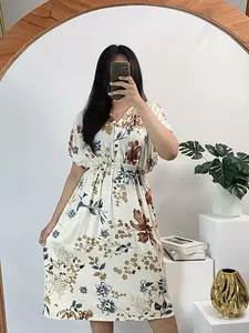 Manohara Dress Jumbo LD 120 Motif  Cantik Karet Dress Wanita Bali Bunga Busui Bumil Baju Tidur Nyaman Rayon  Lembut Kancing