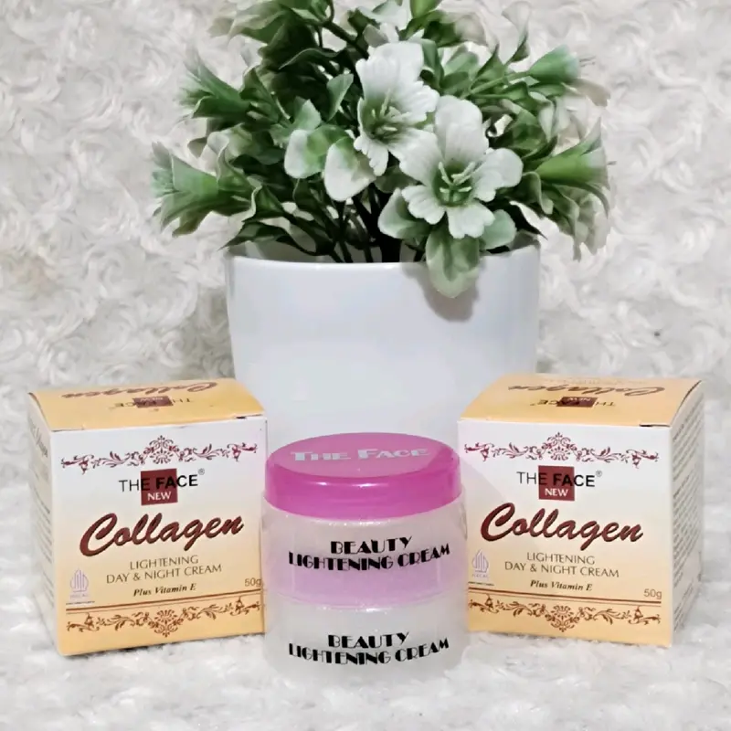 Krim Wajah Siang & Malam Collagen The Face Vitamin E Perawatan Pencerah & Pelembab Muka Berminyak Moisturizer 0