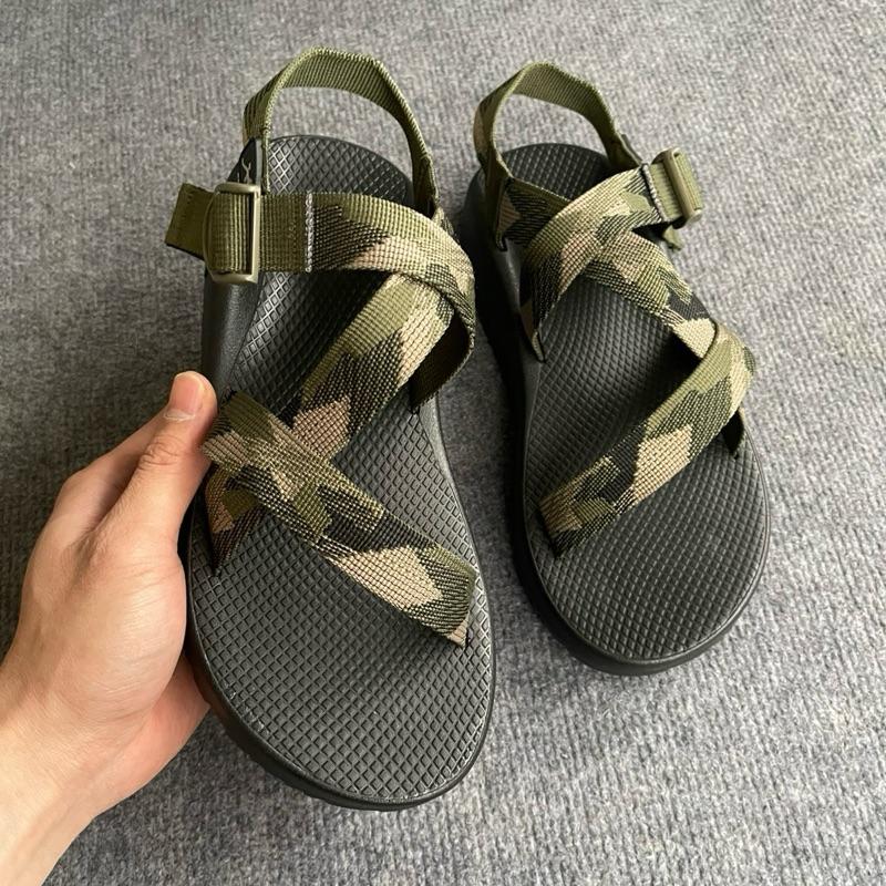 ( Đế Thơm) Sandal chaco đế kếp phối dây xanh trắng cao cấp Nam
