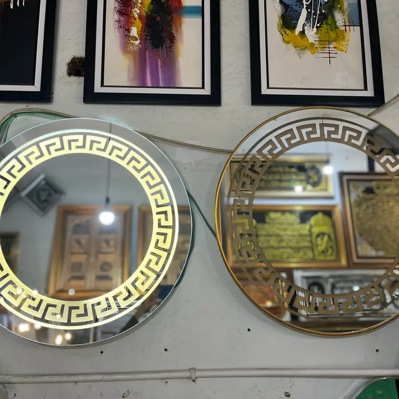 Cermin dekor bulat motif backlight 5