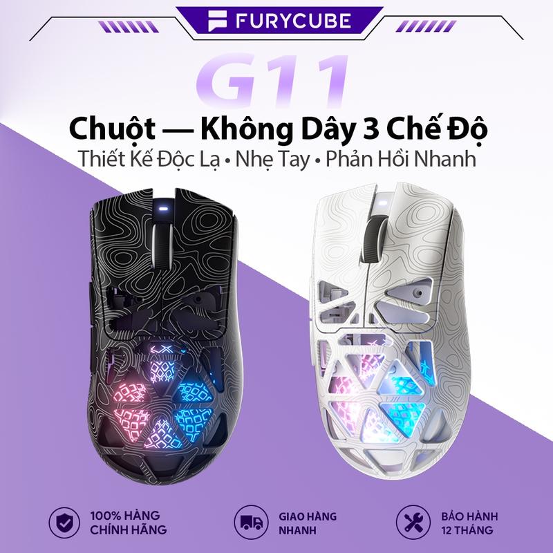 FURYCUBE G11 Chuột Gaming Không Dây, RGB LED Cá Tính, 2.4G + Bluetooth+USB, Nhẹ Đẹp, Dùng Văn Phòng