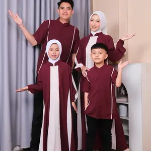 Aiza Sarimbit Baju Gamis Wanita dan Kemeja Koko Pria Couple Keluarga Bahan Sabrina Anti UV