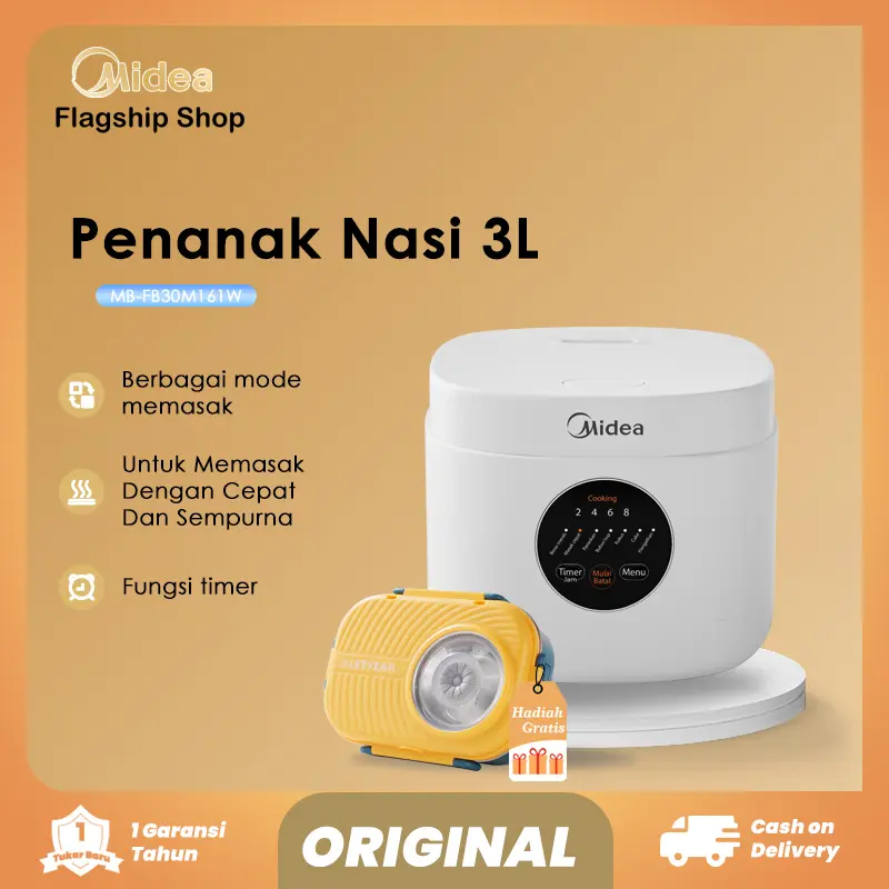 [Free Lunch Box]LetYeah&Midea Flagship Shop Rice Cooker MB-FB30M161 3L Digital  Magic Com Penanak Nasi 7 Mode Masak free lunch box