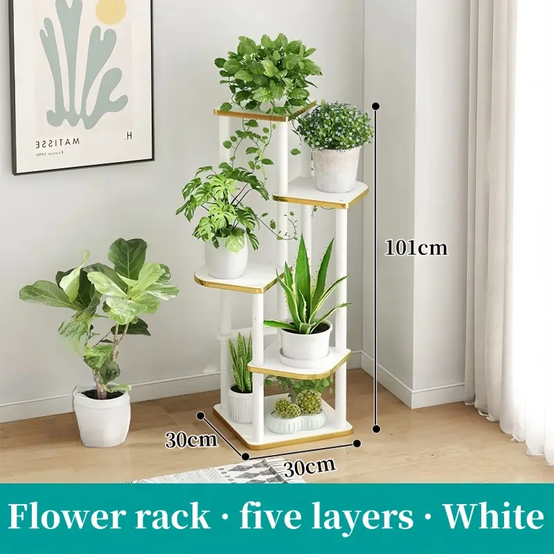 5 Tier Solid Wood Flower Shelf for Plant Display and Rack