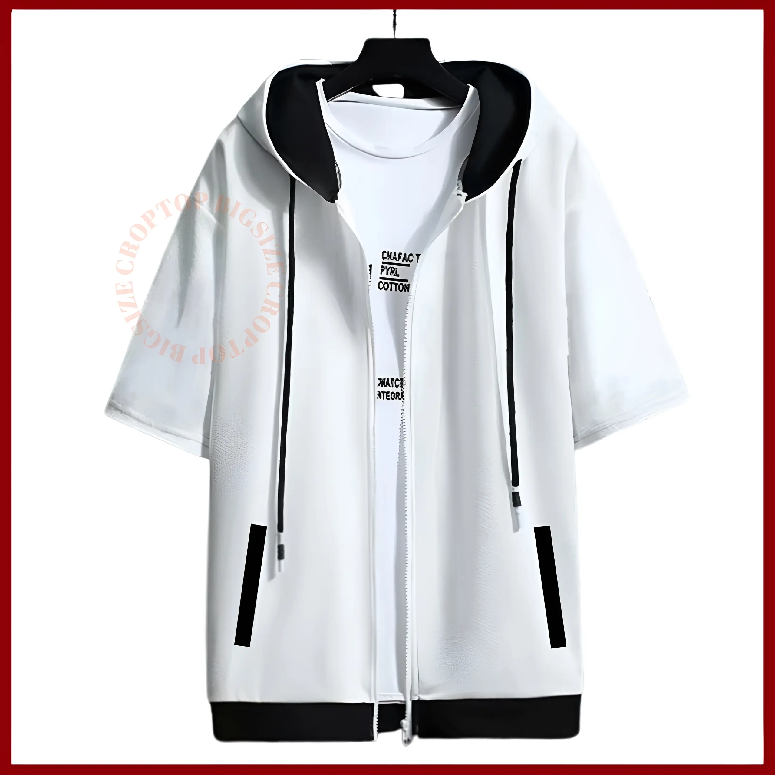 Hoodie zip up pria jumbo lengan pendek ready S M L XL XXL 3XL 4XL 5XL pakaian pria risleting bigsize kekinian katun premium