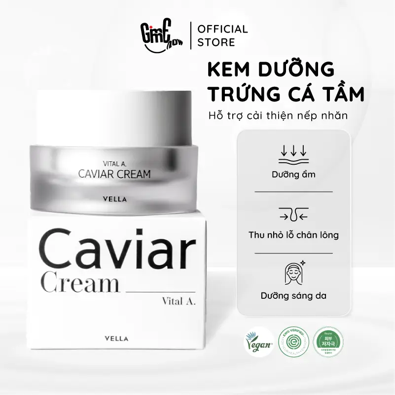 Kem dưỡng da Vella ngăn ngừa lão hóa, cải thiện nếp nhăn, tăng độ đàn hồi cho da - Kem dưỡng trứng cá tầm Vella Caviar Vital A