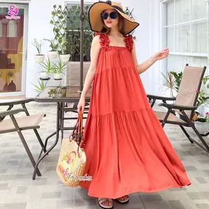 Naomi Dress Midi Tersedia 2 Variasi Polos & Motif Tanpa Lengan by Yayoe Hijab - Model Korea Katun Rayon Kekinian