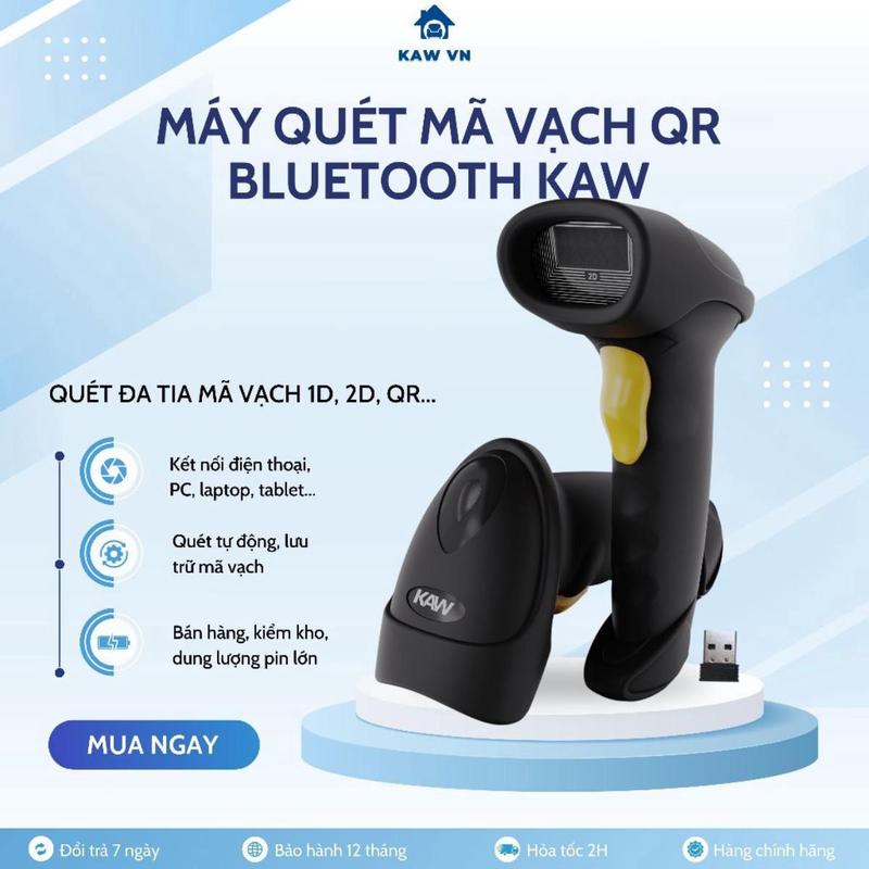 Máy quét mã vạch không dây Bluetooth KAW cao cấp, quét mã vạch, quét mã QR, kết…
