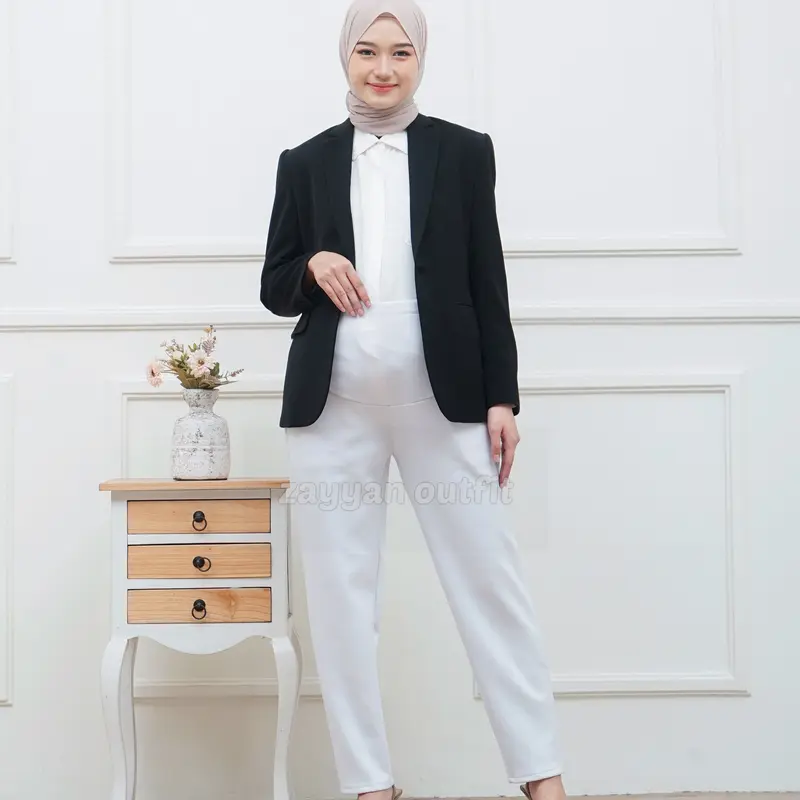 Celana Ibu Hamil Kerja Scuba Premium Jumbo Wanita Office Termurah pinggang elastis Hitam navy scuba 6