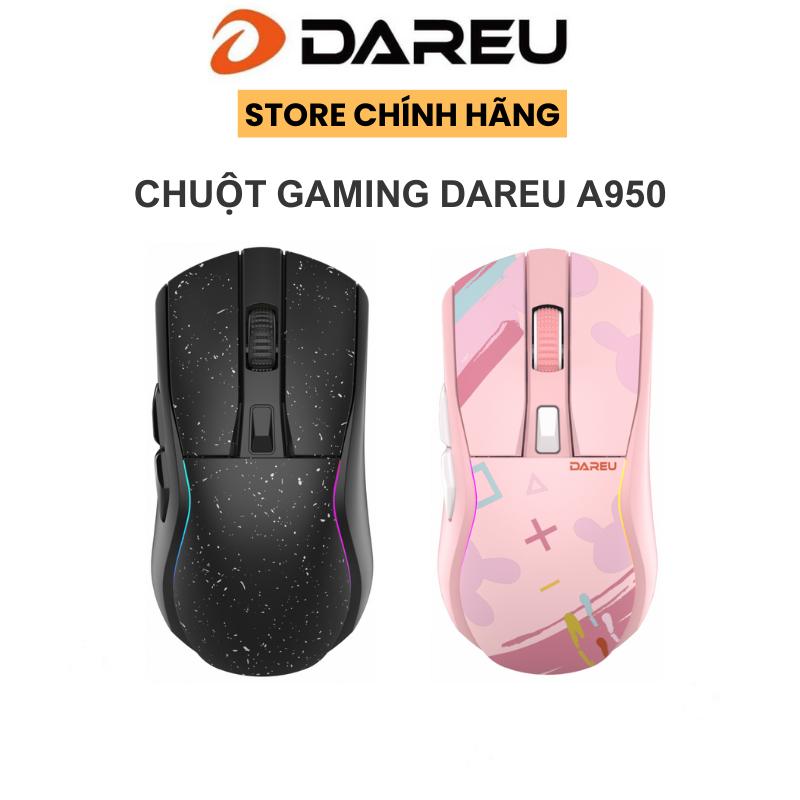 Chuột Gaming không dây DAREU A950 Triple mode (Black / Pink) - siêu nhẹ, kèm Dock sạc nhanh tiện lợi
