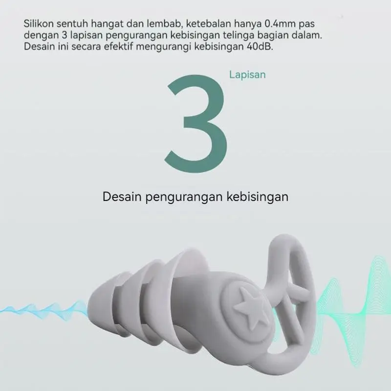 Penyumbat Telinga 3 Layers Earplug Peredam Suara Silicone / Earplugs Noise Reduction / Penutup Telinga Ear Plug Noise Reduction 2 Layer / Ear Plug Penyumbat Telinga Anti Bising / Penutup Telinga Kedap Suara Ampuh Berkualitas / Penyumbat Telinga Kuping 2