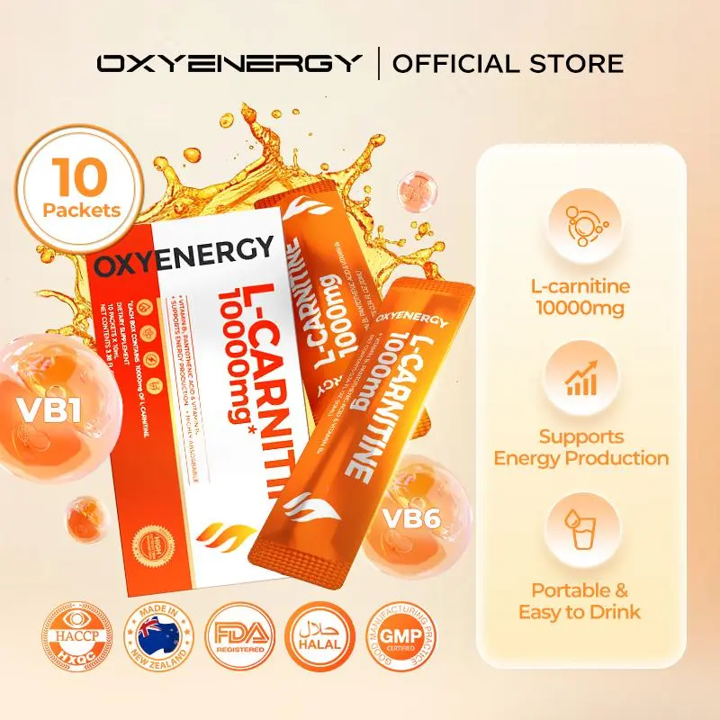 OXYENERGY L-Carnitine 10's, 10000mg, Supports Energy Production & Body  Shape management, HALAL Registered