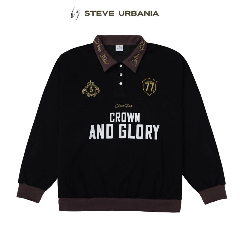 [ Xả Lẻ Size Lẻ Màu ] Áo Sweater Polo Steve Crown And Glory nỉ 2 da, 100 cotton Unisex Nam Nữ màu sắc tôn da - SK01 Menswear Heart Có Cổ Shirt