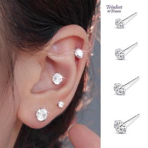 Hoa Tai Đinh Tán Màu Bạc Zircon, Thông Dụng, Phong Cách Hip Hop, Dành Cho Phụ Nữ Và Nam Giới, Thanh Lịch Đường Phố, I8B7