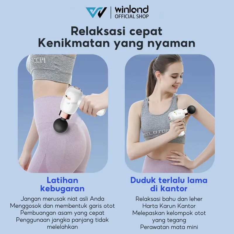Winland（Garansi 3 tahun/COD）️Ready StockMassage gun MiNi/ Alat Pijat Elektrik 4in1/Badan Redakan Pegal Otot Badan/6 warna penyesuaian cahaya/Dekomposisi asam laktat2900 putaran per menit 4