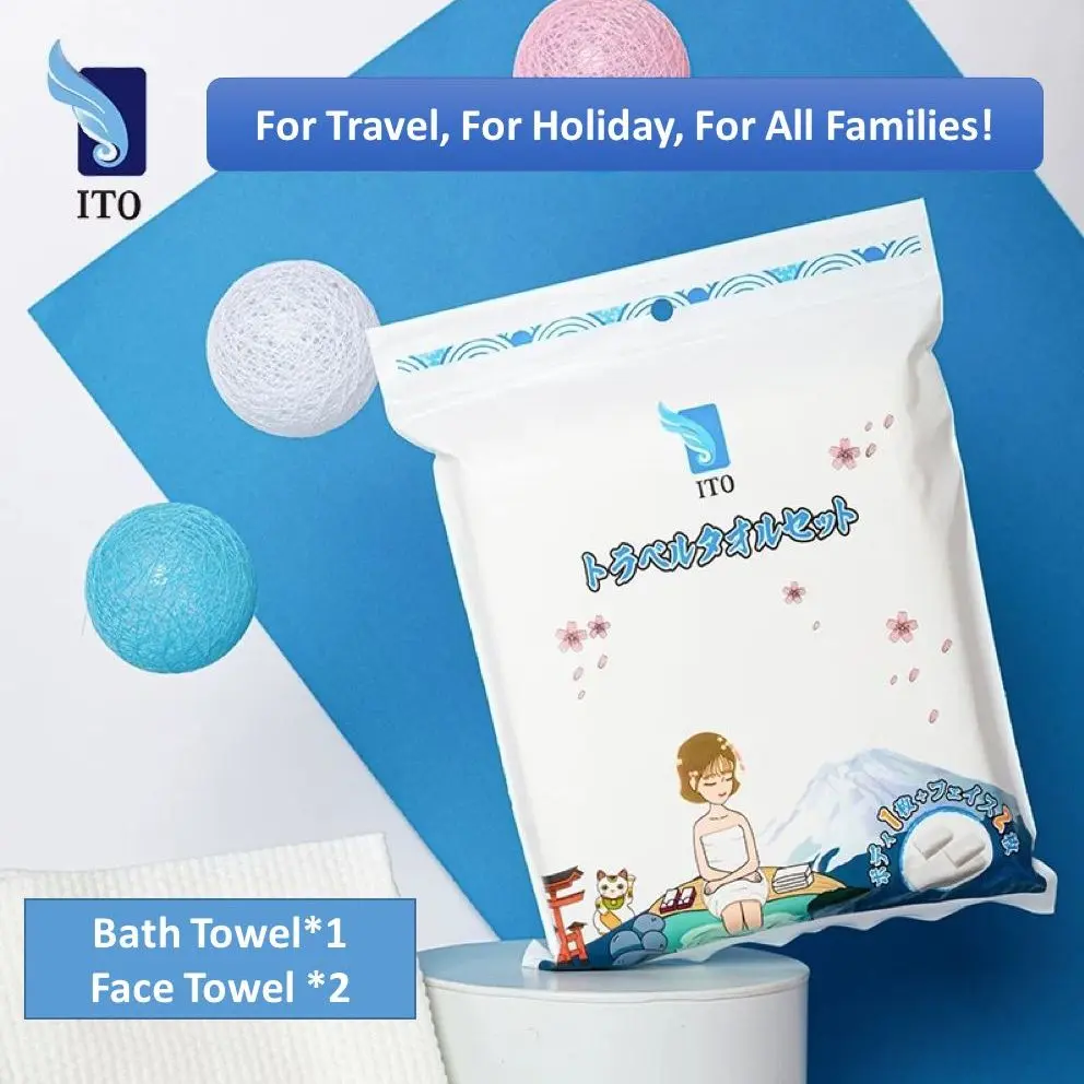 Japan ITO Disposable Bath Towel For Travel Set (1 Bath Towel + 2 Face Towel) Toilet disposable towels
