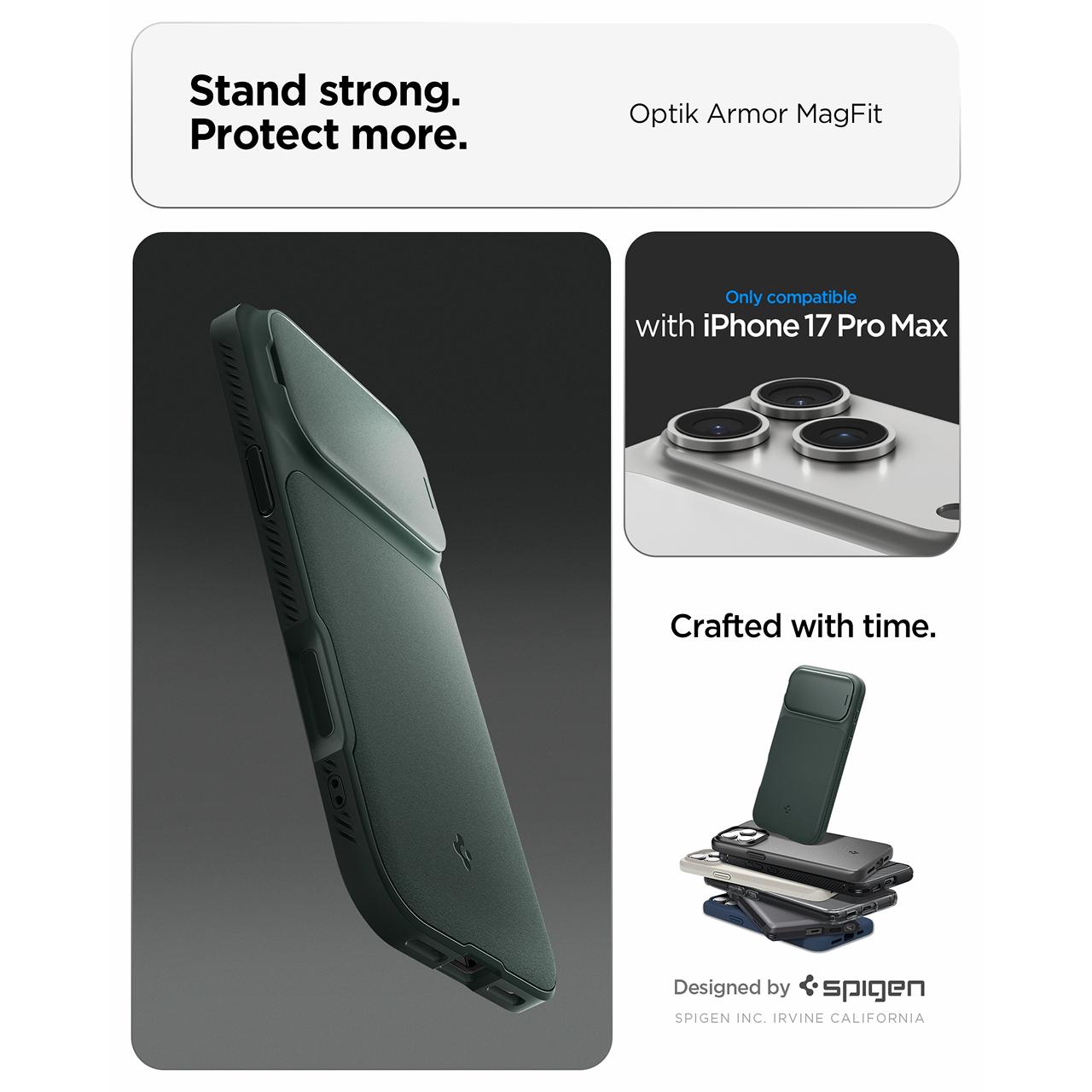 Case For iPhone 17 Air Pro Max Spigen Optik Armor MagFit MagSafe Camera Slide Cover Anti Crack Hybrid Casing