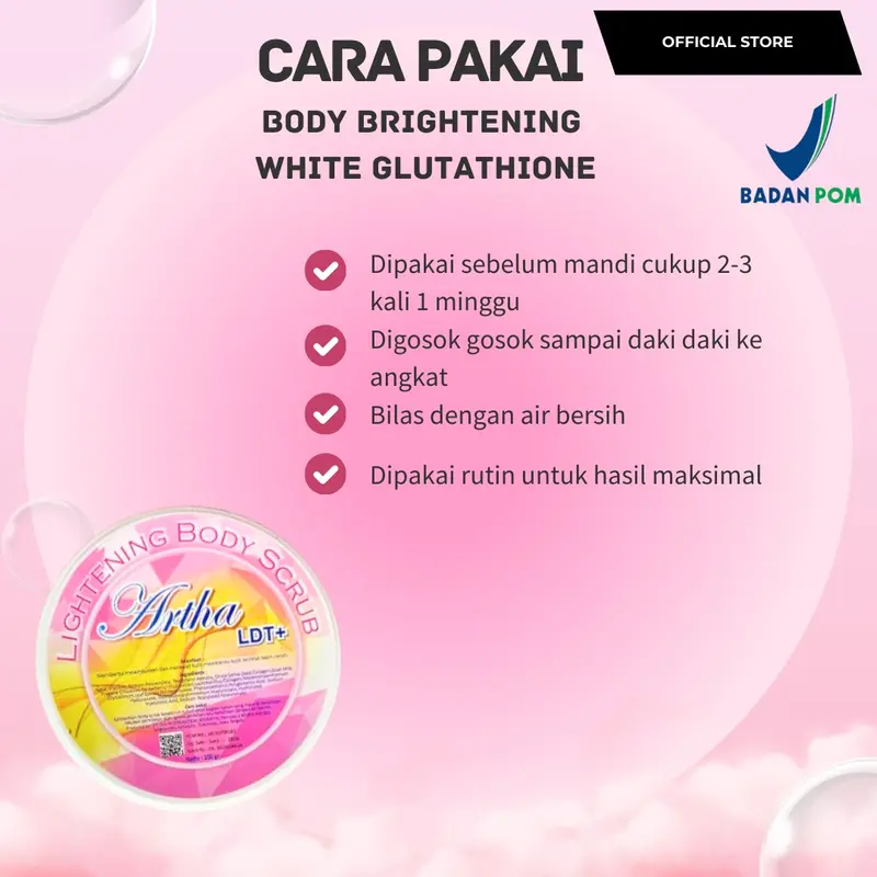 ARTHA LDT+ PAKET WHITE EXTRA GLOW (BADAN LENGKAP BODY SERUM ARTHA LDT) SPECIAL BOOSTER NEW FORMULA Mencerahkan  Perawatan Tubuh Pencerah Soap Lotion [Hand Scrub] 6