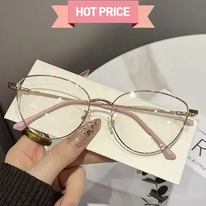 Cat Eye Kacamata minus -0.25 s/d -4.25 kacamata mata kucing Anti biru gaya Korea Unisex 1053