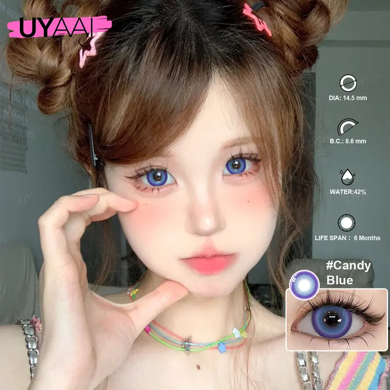 [COD] New Arrival UYAAI SOFTLENS Glacier Blue brown 1 Pasang LENSA KONTAK Warna Diameter 14.2 MM-14.5mm MINUS 0-6.00 USE 6 MONTH Eye Soflen 5