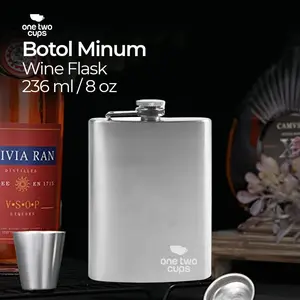 BEST-2 One Two Cups Botol Minum Wine Bir Hip Flask Stainless Steel 201 8oz - MS351