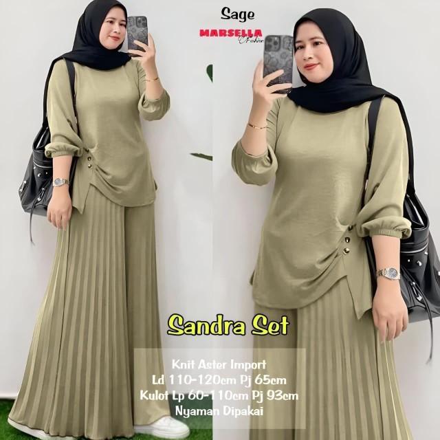 Product Introduction of Pakaian setelan wanita bahan knit aster import LD 110-120 cm lengan panjang celana kulot plisket nyaman dipakai bestseller Sandra set Adra set by Vensy marsella 19