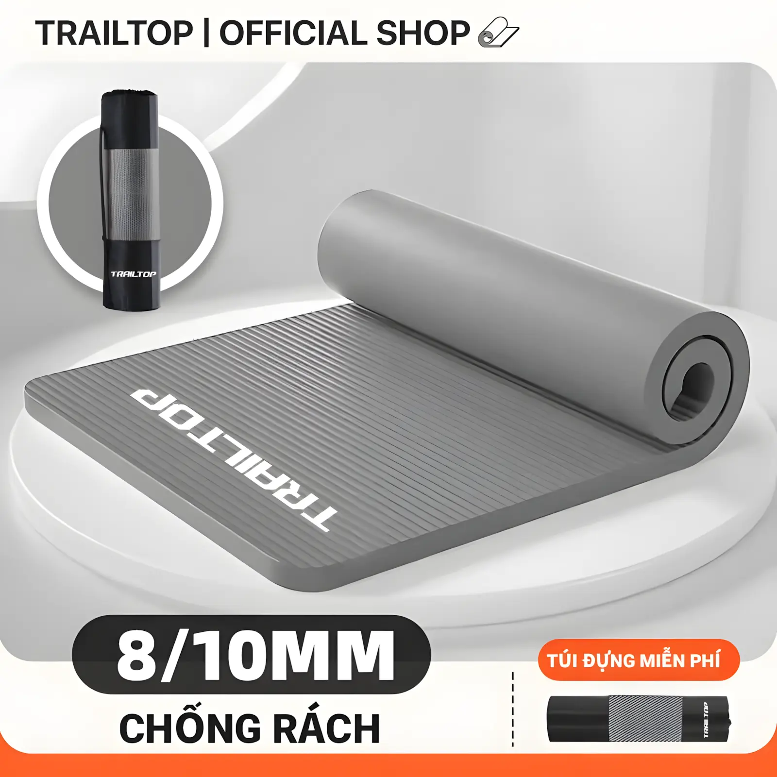 【COD】TRAILTOP Thảm Tập Gym Yoga Siêu Dày 8-10mm NBR Chống RáchTập Thể Dục Tại Nhà Đệm Thảm Dã Ngoại Du Lịch trải combo pilates mat 2 Lớp