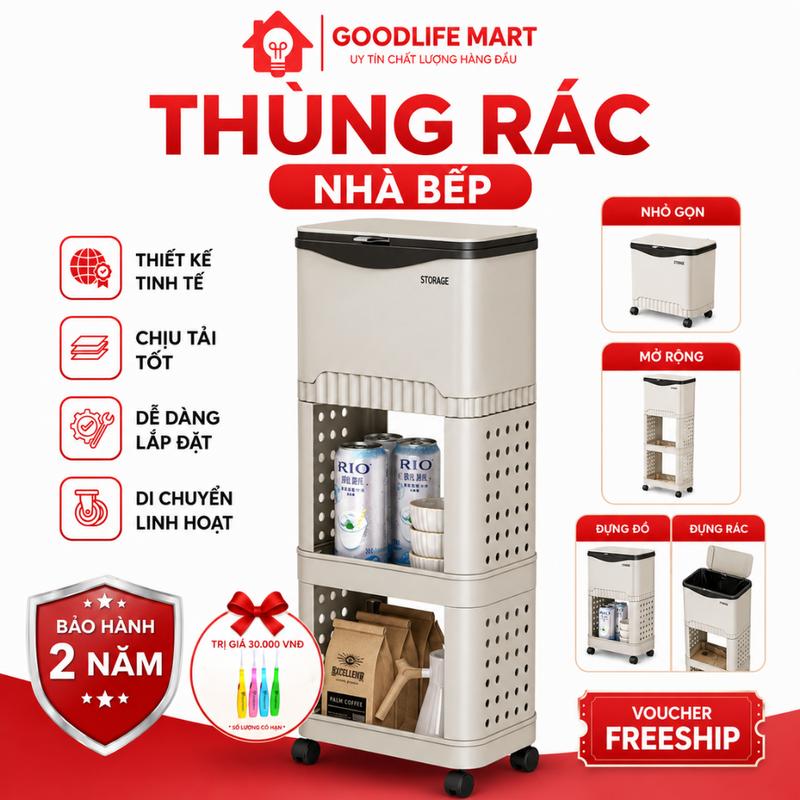 Thùng Rác Nhà Bếp Đa Năng GOODLIFE - Thùng Rác Nhà Bếp Xếp Tầng - Thùng Rác…