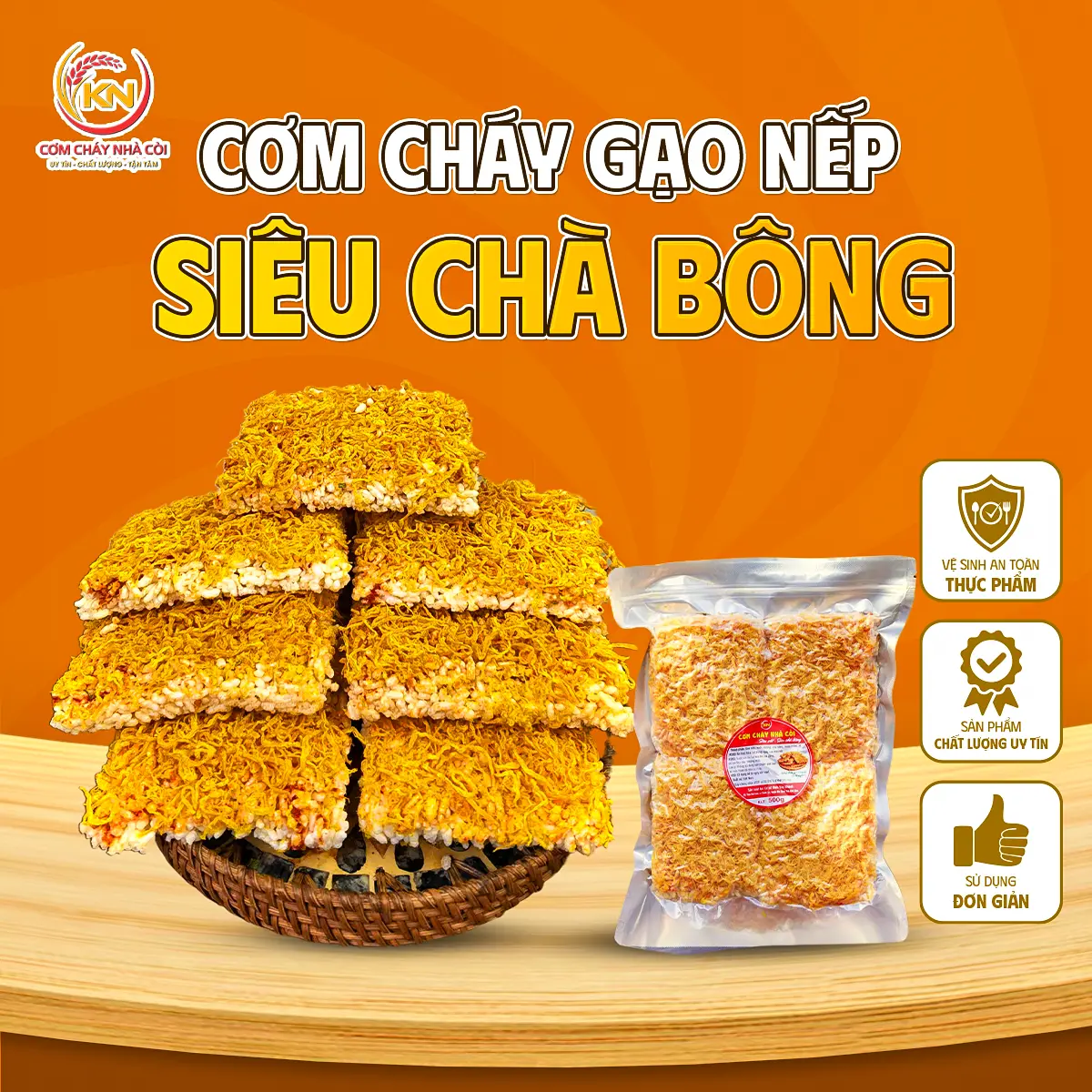Cơm Cháy Gạo Nếp Siêu Chà Bông 500gr - Cơm Cháy Khánh Ngọc - Đồ Ăn Vặt Snack Food