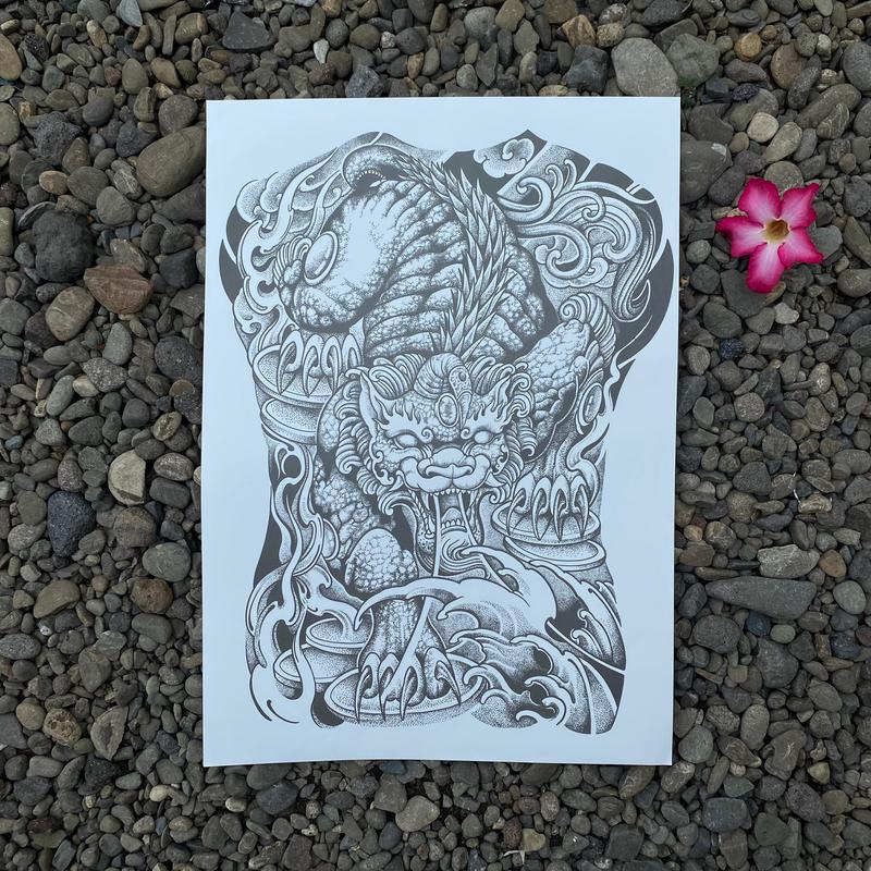 Tato Temporer Semi Permanen Tahan Lama Tato punggung Tato tahan lama Tato Harimau full Tato FruitInk Tato Ikan KOI Tato yakuza tato macan 7