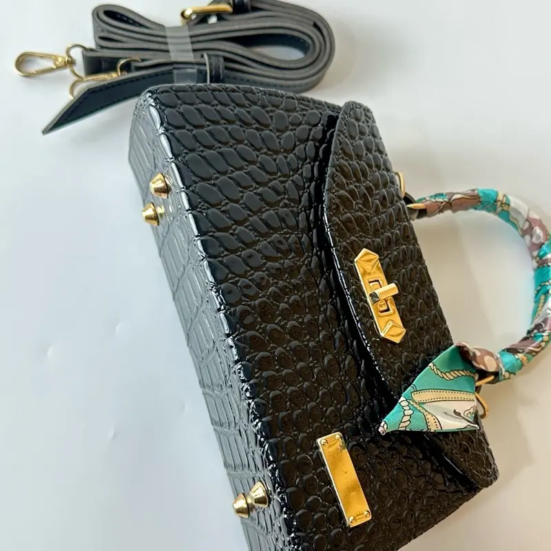 Handbag Mona by Nasta tas selempang bahan croco kombinasi kulit untuk wanita bisa untuk tas pesta atau kondangan free syal 2