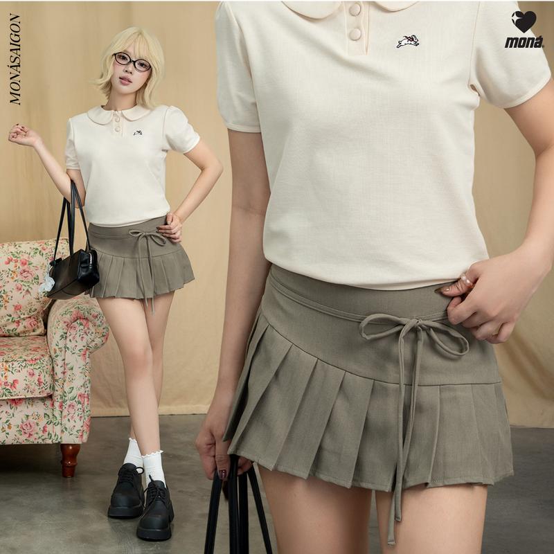  Chân váy xếp ly MONÁ dáng ngắn phối nơ - CHIKA SKIRT 